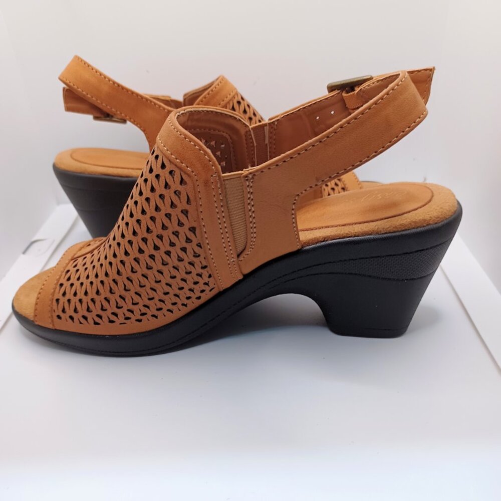 Easy street size 7W womens sandals cooper brown open toe slingback NIB